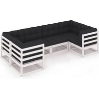 Muebles de Jardín 6 piezas con cojines, madera de pino, Vidaxl