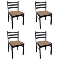 Sillas de Comedor de Madera Maciza con Terciopelo (Pack de 4)