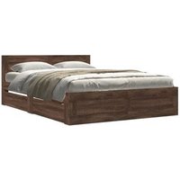 Cama Matrimonial con Cabecero de Madera de Ingeniería Roble 140x200 cm