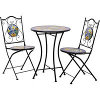 Conjunto Mesa y 2 Sillas de Mosaico y Forja