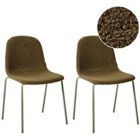 Juego de 2 Sillas de Conferencia Tapizadas en Bouclé con Patas de Hierro