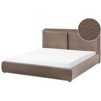 Cama Moderna de Bouclé 160x200 cm con Cabecero Tapizado y Acolchado Bajonna