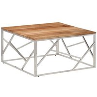 Mesa de Centro de Acero Inoxidable y Madera Maciza de Acacia
