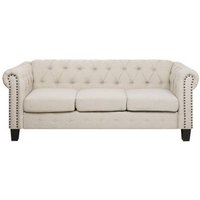 Sofá Chesterfield Tapizado en Tela 3 Plazas Estilo Clásico