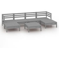 Juego de Muebles de Jardín de 7 Piezas de Madera Maciza de Pino