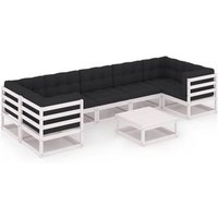 Set de Muebles de Jardín 8 piezas con cojines Madera Pino