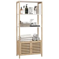 Estantería de baño Homcom de bambú y MDF 63x30x138 cm