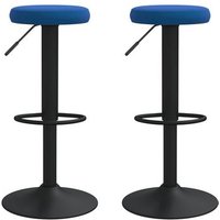 Juego de 2 Taburetes de Cocina Terciopelo Azul