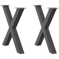 Patas para Mesa de Comedor Vidaxl Forma X Antracita Acero (2 Unidades)
