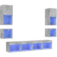 Muebles de TV Pared con LED 8 Pzas - Madera Ingeniería Hormigón Vidaxl