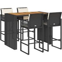 Set Bar Jardín con Cojines 5 Pzas Ratán Sintético Acacia Vidaxl