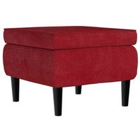 Taburete de Terciopelo Tinto con Patas de Madera