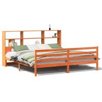 Cama con Estantería de Madera Maciza 180x200 cm