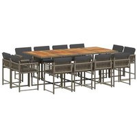 Set de comedor de jardín con cojines 13 piezas de ratán sintético Vidaxl