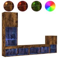 Muebles TV de pared 4 pzas madera roble ahumado Vidaxl