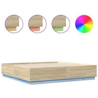 Estructura de Cama con Luces LED Roble Sonoma 180x200 cm