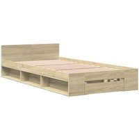 Cama con Cajones de Madera de Ingeniería Roble 100x200 cm