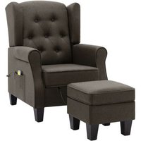 Sillón de Masaje con Reposapiés Tela Gris Taupé Vidaxl