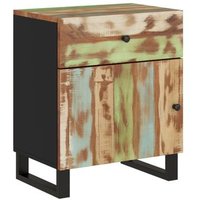 Mesita de noche de madera reciclada y contrachapada 50x33x60 cm