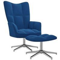 Silla de Relajación con Reposapiés Terciopelo Azul Silla de Relajación con Reposapiés Terciopelo Azul