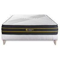 Somier y Colchón de Espuma Viscoelástica y Micromuelles Ensacados con Kit de Base 135x190cm