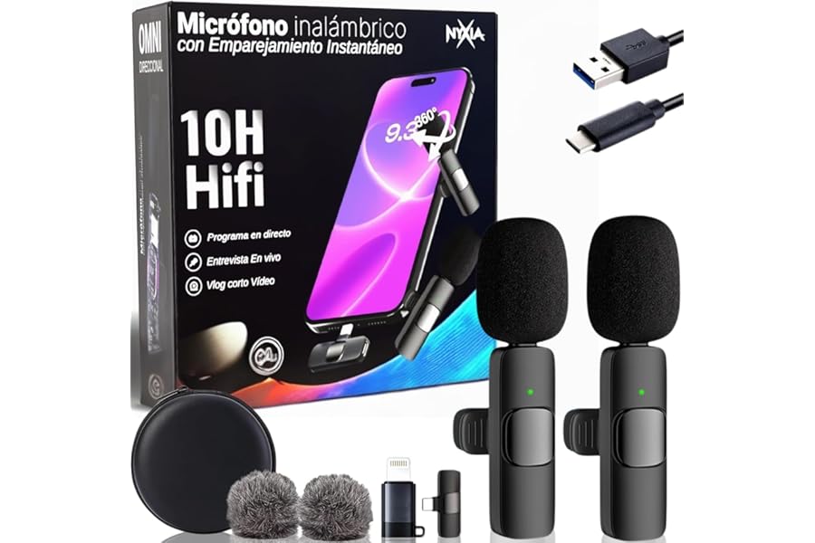 Nyxia Micrófono Inalámbrico Solapa Plug&Play para iPhone Android iPad PC con Reducción de Ruido Nyxia Micrófono Inalámbrico Solapa Plug&Play para iPhone Android iPad PC con Reducción de Ruido