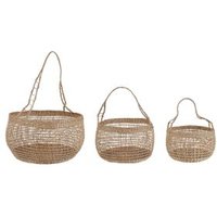 Conjunto 3 Cestas Algas Marinas Natural Hecho a Mano Asas Boho Arapaima Conjunto 3 Cestas Algas Marinas Natural Hecho a Mano Asas Boho Arapaima