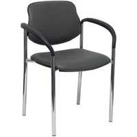 Silla Fija Villalgordo Similpiel Gris Oscuro Chasis Cromo Con Brazos Silla Fija Villalgordo Similpiel Gris Oscuro Chasis Cromo Con Brazos