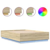 Cama Matrimonial Madera Roble Sonoma 140x200 cm con Luces LED (CFW784862)
