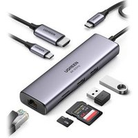 Adaptador Ugreen CM512 USB-C a 2xUSB+HDMI+USB-C+RJ45+TF/SD Adaptador Ugreen CM512 USB-C a 2xUSB+HDMI+USB-C+RJ45+TF/SD