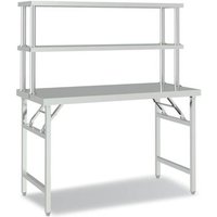 Mesa de trabajo cocina con estante de acero inoxidable 120x60x145 cm (CFW7766271)