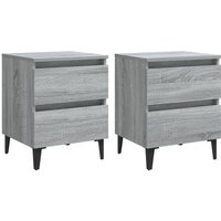 Pack 2 Mesitas de Noche Auxiliares Patas Metal Gris Sonoma 40x35x50 Cm Pack 2 Mesitas de Noche Auxiliares Patas Metal Gris Sonoma 40x35x50 Cm