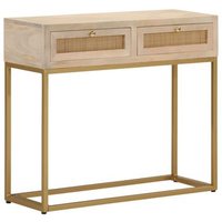 Mesa de Entrada Madera Maciza Mango y Hierro 90x30x76 cm (CFW772111)