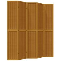 Biombo Separador de 5 Paneles Madera Maciza Paulownia