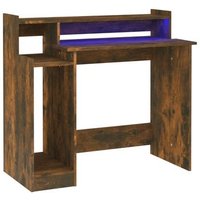 Mesa de Escritorio de Despacho con LED de Madera Ingeniería Roble Ahumado 97x45x90 cm - CFW938724
