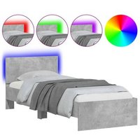 Cama Individual 90x200 cm Estructura Cabecero Luces LED Hormigón CFW304603