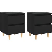 Pack 2 Mesitas De Noche Cama Cajonera Patas Madera Pino Negro 40x35x50 Cm Pack 2 Mesitas De Noche Cama Cajonera Patas Madera Pino Negro 40x35x50 Cm
