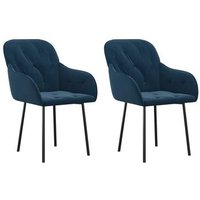Pack 2 Sillas de Comedor de Terciopelo Azul