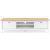 Mueble de TV 160 cm con 2 Cajones - Blanco y Madera Mueble de TV 160 cm con 2 Cajones - Blanco y Madera