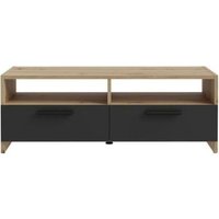 Mueble de TV Roble y Negro con 2 Solapas y 2 Nichos Mueble de TV Roble y Negro con 2 Solapas y 2 Nichos