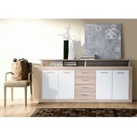Mueble aparador contemporáneo de roble y blanco - 197 cm Mueble aparador contemporáneo de roble y blanco - 197 cm