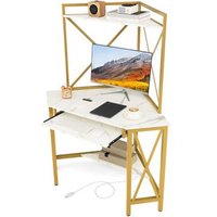 Escritorio de Esquina con Bandeja para Teclado Costway 113 x 75 x 145 cm