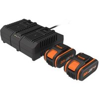 Pack de 2 Baterías Powershare Worx WA3611 de 20V y 4.0Ah con Cargador Doble Pack de 2 Baterías Powershare Worx WA3611 de 20V y 4.0Ah con Cargador Doble