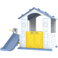 Casita de Jardín 3 en 1 con Tobogán y Baloncesto