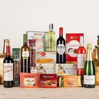 Cesta Gourmet De Navidad Con Cava, Gin, Vermouth, Vinos, Ibéricos, Queso Y Turrones