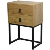Mesita De Noche 2 Cajones Patas De Metal