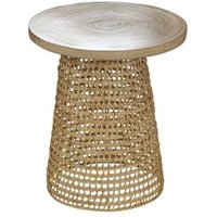 Mesa Auxiliar Con Tabla De Bambú Pata Ratán