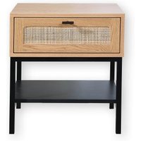 Mesita de Noche de Ratán con 1 Cajón