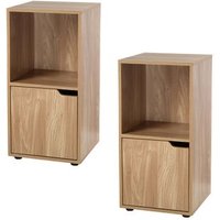 Mesitas de Noche de Madera con 1 Puerta - Pack de 2