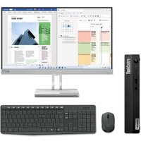 Lenovo ThinkCentre M75q Ryzen 5 5650GE 8GB 512GB SSD, Monitor Lenovo L25e-40 24.5" FHD y Teclado Logitech MK235
